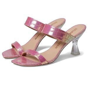 Stuart Weitzman Womens Kristal Heeled Sandal US 9 M Pink Iridescent Leather NIB